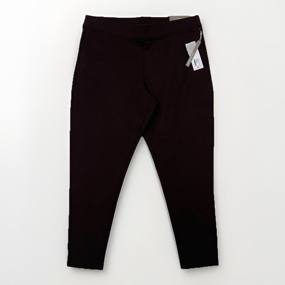 Soft Surroundings Soft Essential Ponte Leggings PXL Dark Brown Ankle Tummy Panel